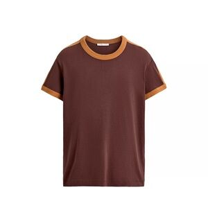 Zara Brown Short Sleeve Tee with Tan Contrast Trim
